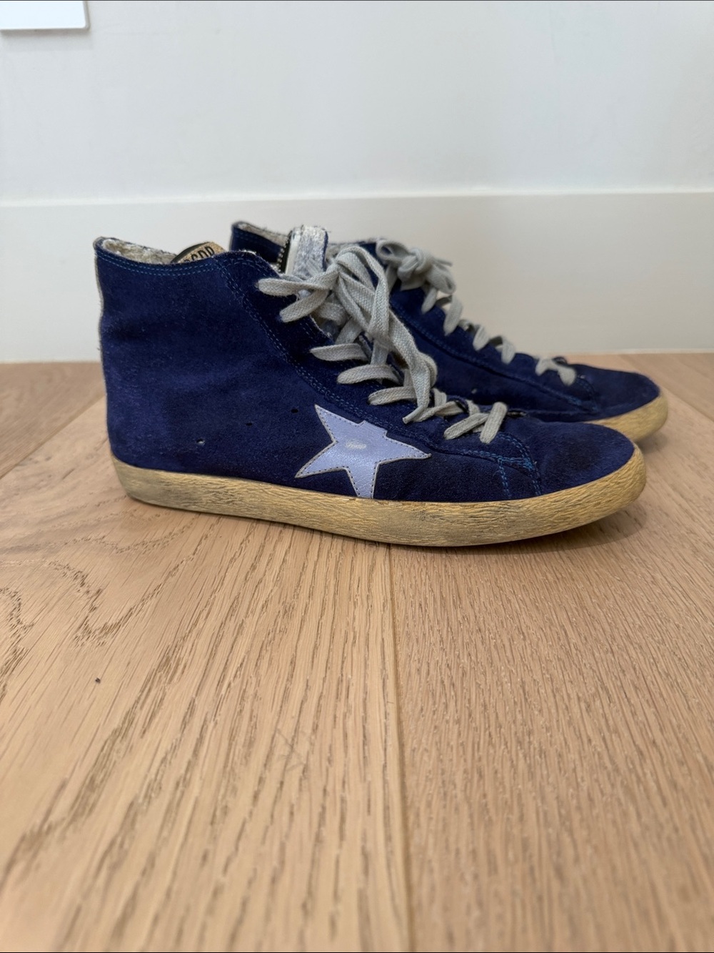 Golden Goose Francy Navy Suede High-Top Sneakers with Star
